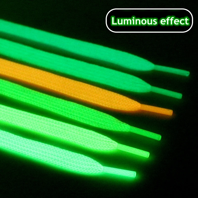 Fluorescent Shoelace Luminous Shoelaces Flat Sneakers Canvas Shoe Laces Glow In The Dark Night Color 80/100/120/140cm 1 Pair