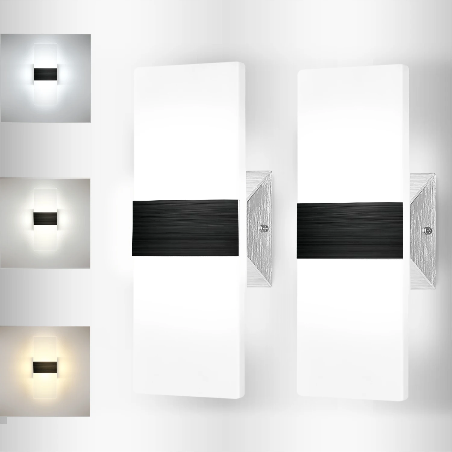 LED 벽 램프 실내 벽 조명, 야외 광택 방수 베란다 램프, 정원 침실 거실 계단 조명, 85-265V