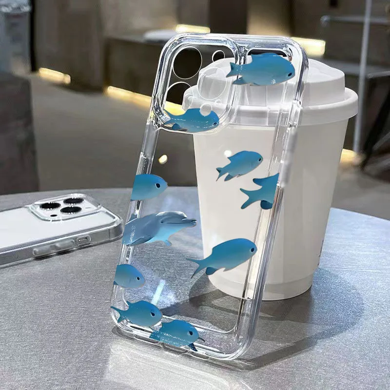Marine Shark Label Clear Shockproof Soft Phone Case