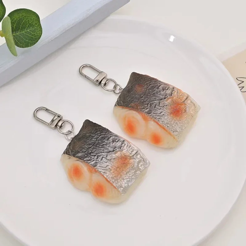 

Simulated Food Fish Block Key Chain Creative Fashion Student Mobile Phone Car Bag Pendant Women Ornaments Jewelry Gift Llaveros