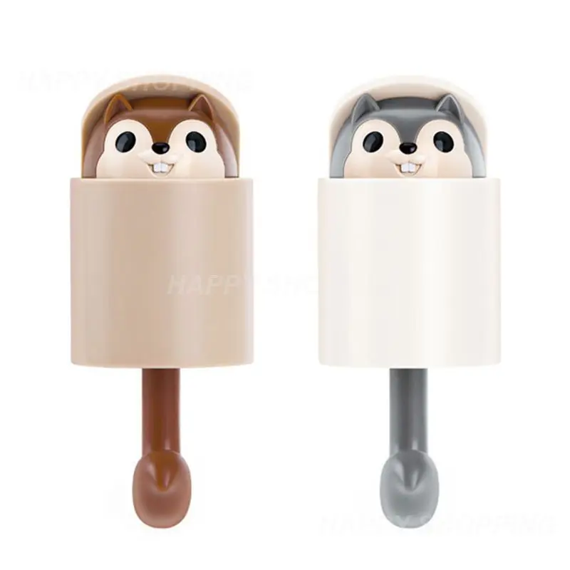 

Creative Home Decor Cartoon Animal Squirrel Head Storage Bathroom Kitchen Hanging Hook Pasting Wall Hooks Children Gift
