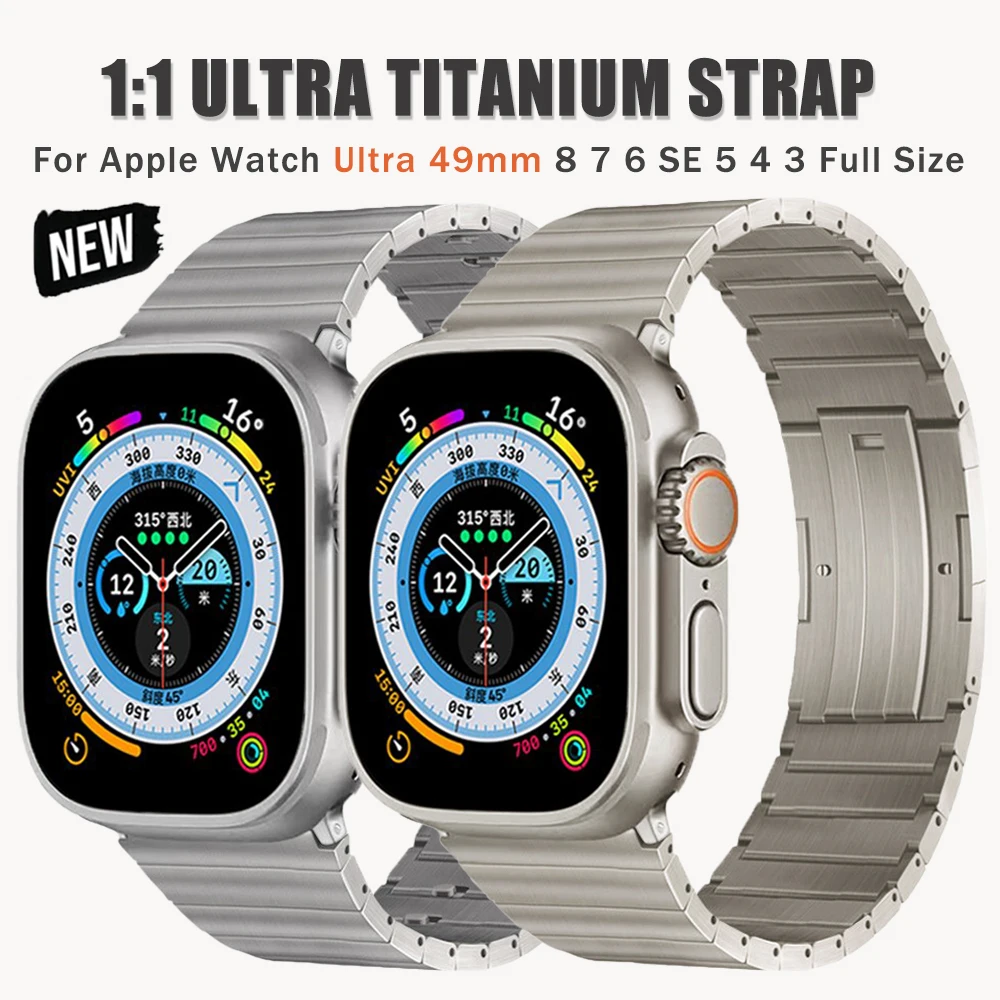 

Titanium Metal Strap For Apple Watch Ultra 49mm 8 7 45mm 41mm Luxury Bracelet For iWatch 6 5 4 SE 3 44mm 42mm 40mm 38mm Correa