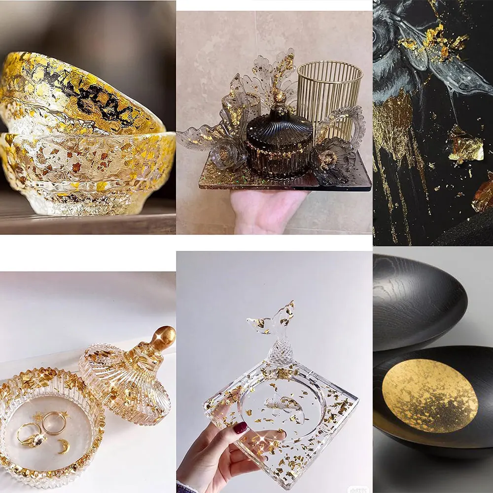 100 Sheets Imitation Gold Silver Foil Paper Leaf Gilding DIY Art Craft Birthday Party Wedding Manicure Drip Glue Decor 8.5*8cm