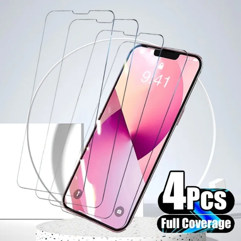 

4Pcs Tempered Glass For IPhone 14 Pro Max 13 12 Mini 11 Pro 15 Plus Screen Protector For IPhone 14 7 8 Plus XR XS Max Glass