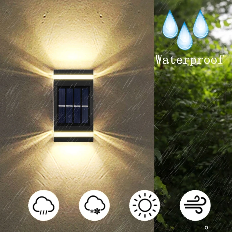 solar flood lights outdoor Solar Wall Light Outdoor Waterproof Wall Washer Garden Light Up and Down Luminous Lighting Stairs Fence Sunlight Lamp decorative solar lights