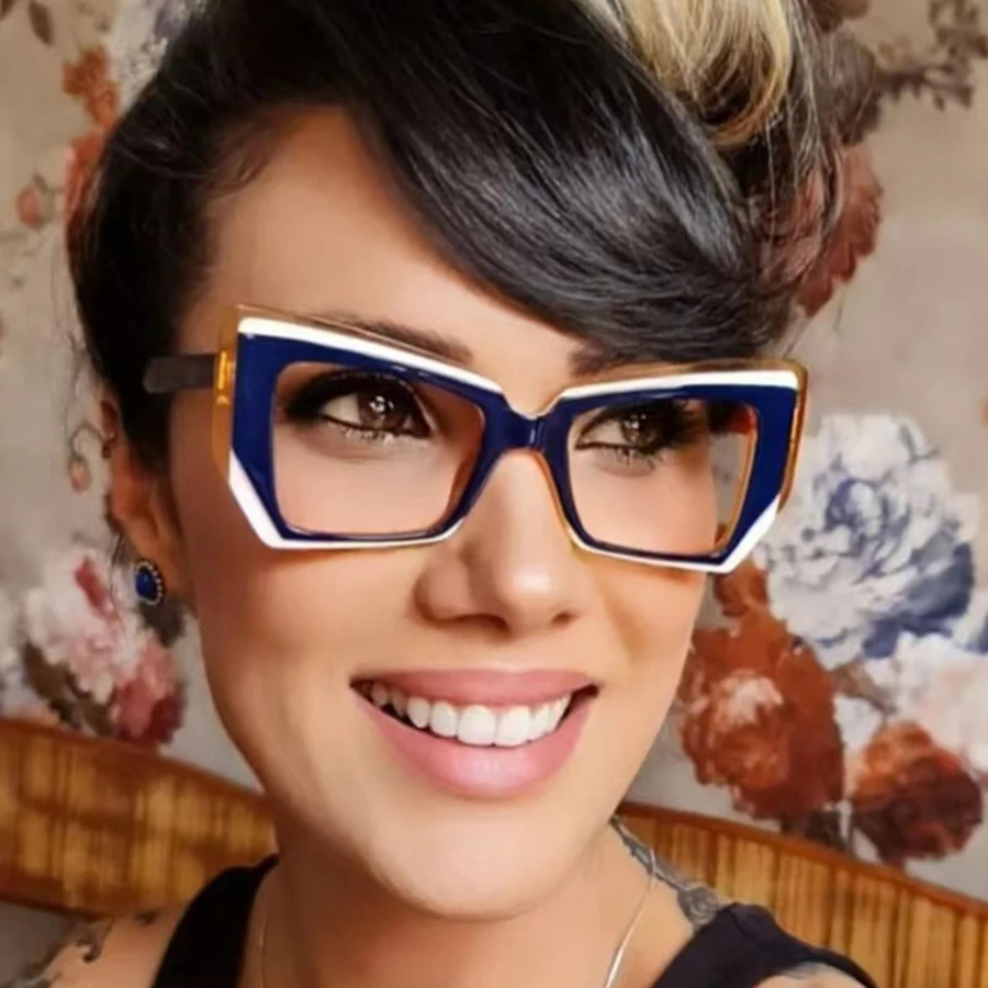 Cat Eye Anti Blue Light Glasses Women Trendy Polygonal Vintage Luxury Design Eyeglasses Ladies Fashion Irregular Square Eyewear anti blue light glasses
