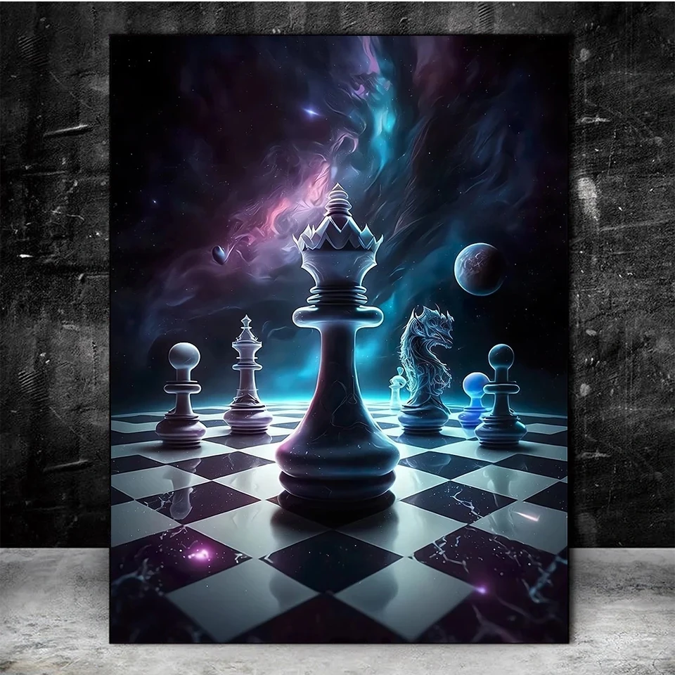 5D Diamond Painting Chess Universe Full Diamond Embroidery Mosaic Art King and Queen Rhinestone Pictures Handicraft Hobby S861