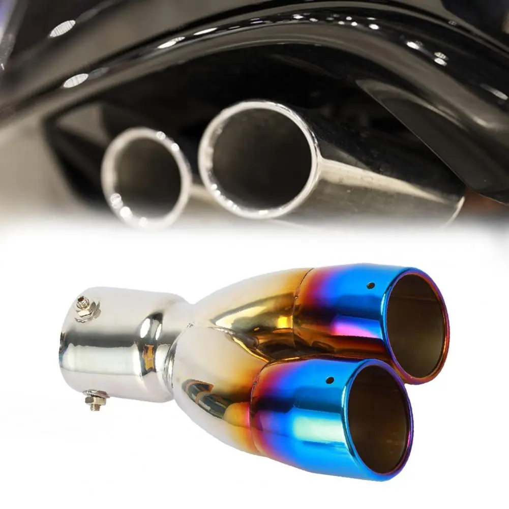 

70MM Exhaust Pipe Tip Double Outlet Modified Stainless Steel Straight Exhaust Pipe End Tail Throat for Vehicles