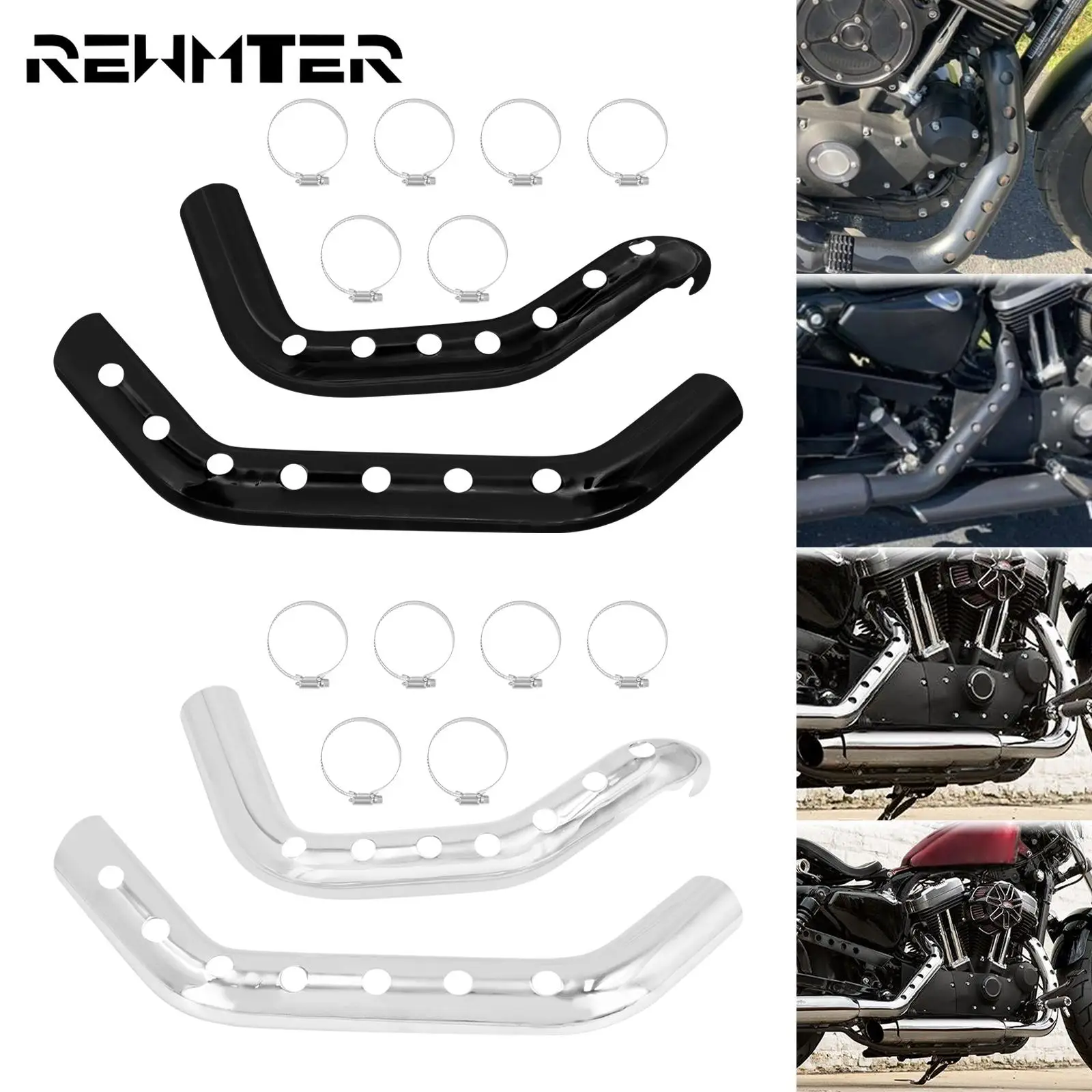 Motorcycle Black/Chrome Exhaust Pipe Heat Shield Muffler Guard Protective  Cover For Harley Sportster XL1200 883 72 48 2004-2021 - AliExpress
