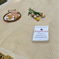 Picnic Blanket with Tassel Camping Mat Lawn Pad for Outdoor Travel Portable Knitting Tablecloth Nap Bedspread 4