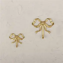 Light Luxury Gold Bow Shape Wall Hook Vintage Decorative Hook Wardrobe Hanger Solid Brass Wall Hangings Bow-Knot Hook