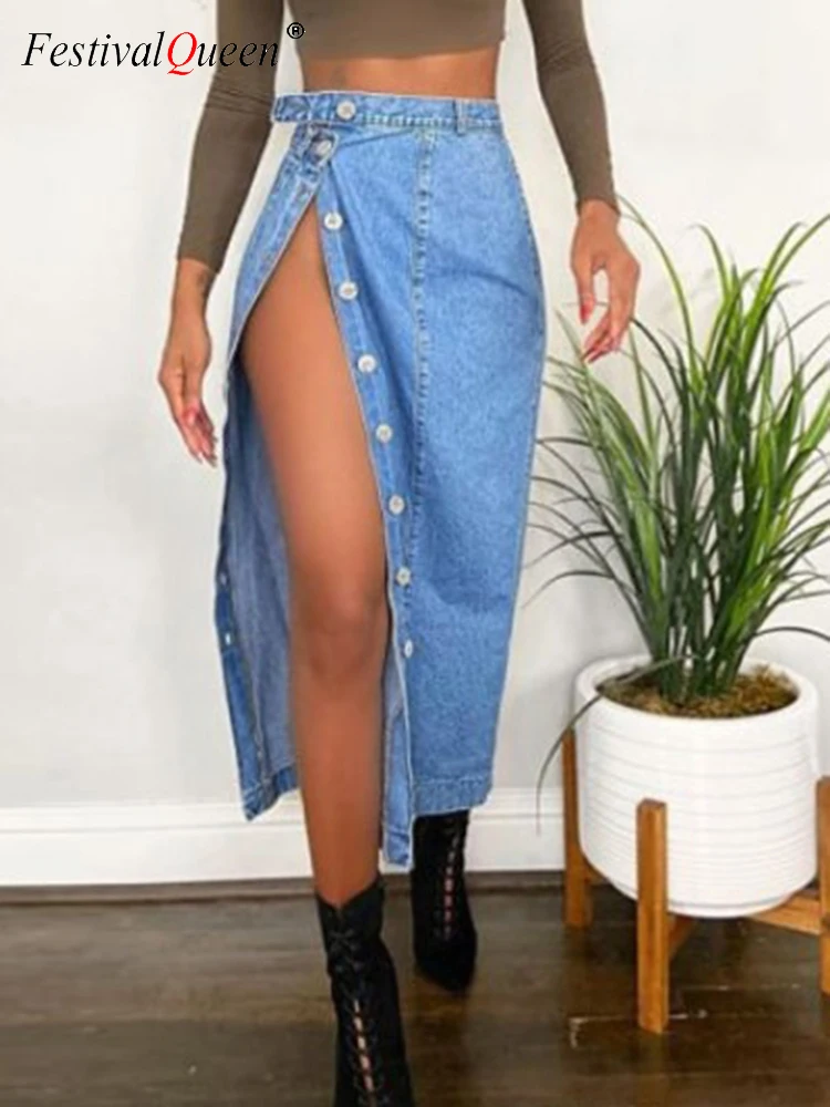 

Юбка Y2K женская джинсовая с запахом, шикарная однотонная пикантная прямая Свободная юбка из денима на пуговицах, лето 2023
