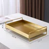 1PC Nordic Metal Tray Dried Fruit Plate Snack Fruit Dish Rectangular Snack Tray Storage Plate With Lid Dessert Tray