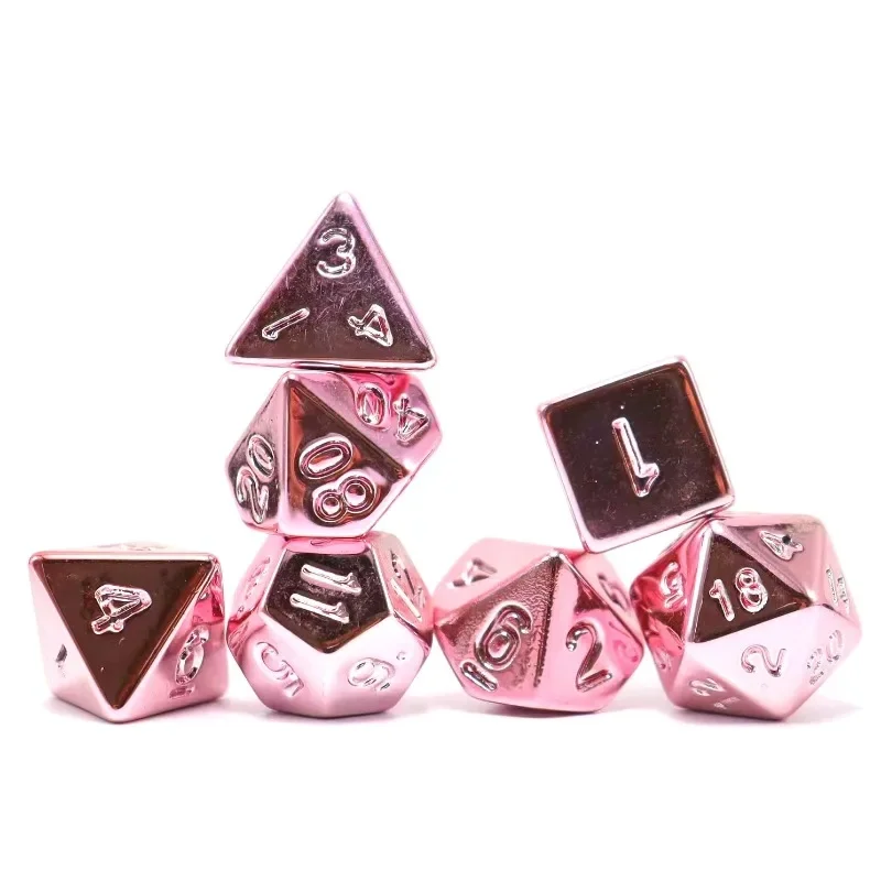7pcs of Metal Dice Electroplating Seven Colored Metal Dice Set Colorful Gold Rose Gold Champagne Electroplating