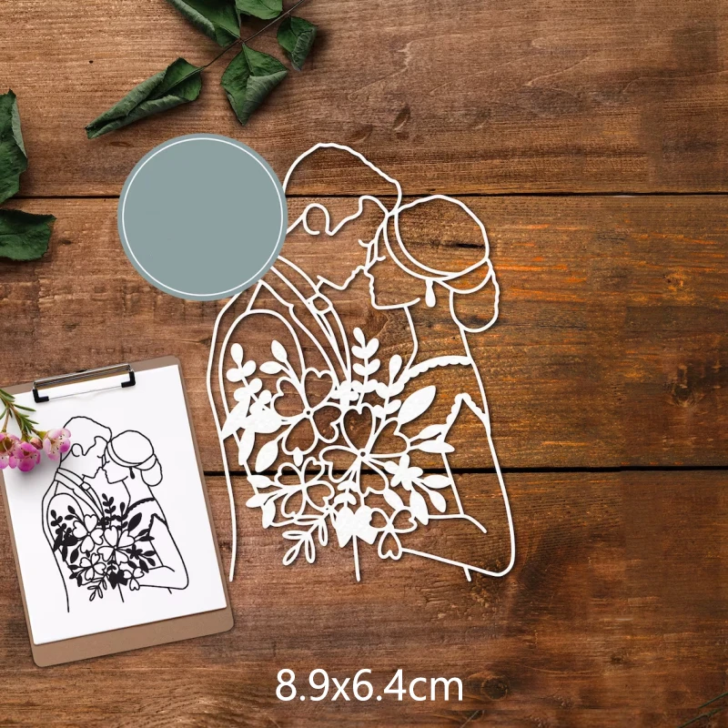Mmao Craft Metall-Stanzformen, geschnittene Matrizenform, Braut- und Bräutigam-Blumenstrauß, Sammelalbum, Papierhandwerk, Messerform, Klingenstanzer, Schablonen