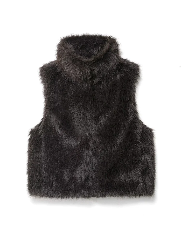 Women's Autumn Fur Vest New Streetwear Trendy Vintage Sleeveless Tank Tops Faux Fur Winter Coat Tops Casual Fur Coat Jackets