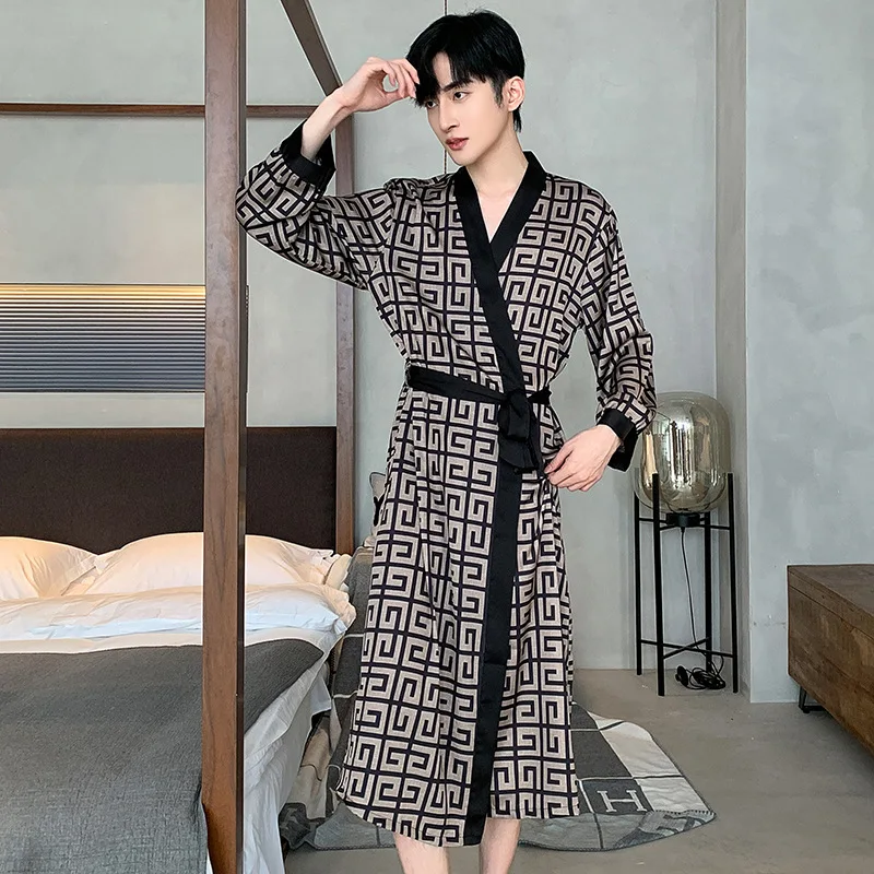 High Quality Pajamas Suit Men Ice Silk Summer Thin Short Sleeves Cool Satin Sleepwear Chic Pyjamas Set Male Loungewear Boy Gift 15 S2f69693654a642388f83c72363f0e5144