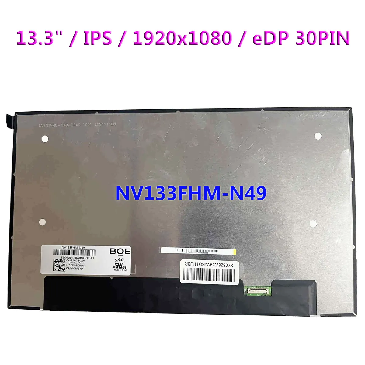 Dalle écran 13.3" NV133FHM-N4D IPS Full HD - 1920x1080, 60Hz, Mat, 0 Pixel Mort