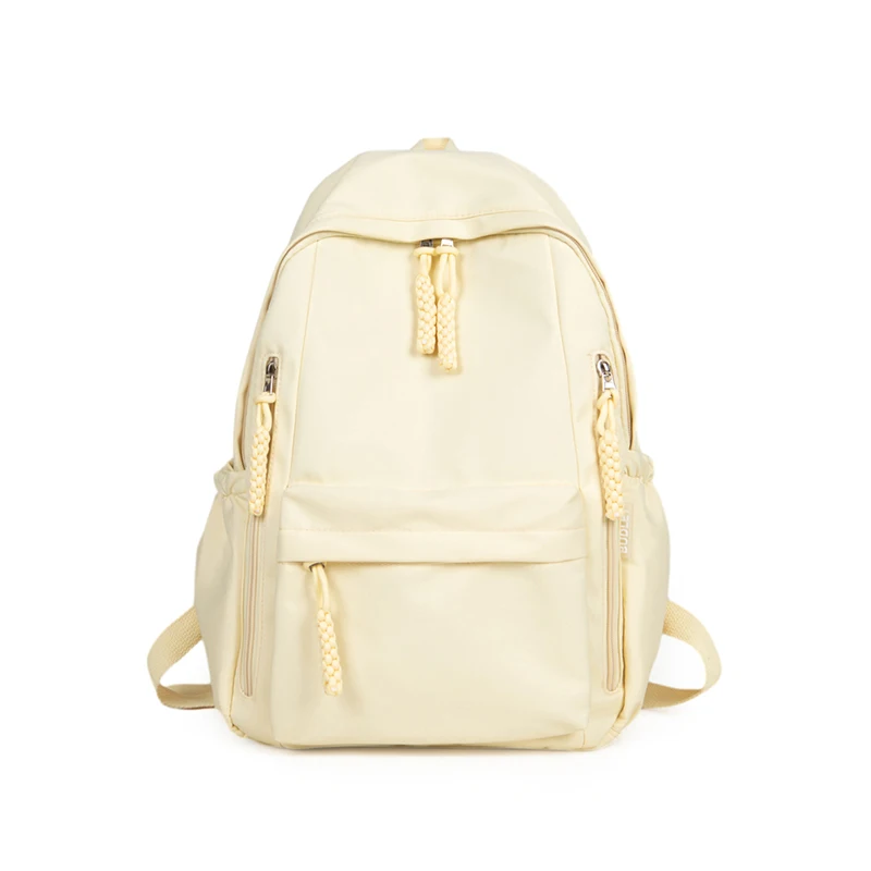 Solid Color Large Capacity Twist Rope Zipper Simple School Bag