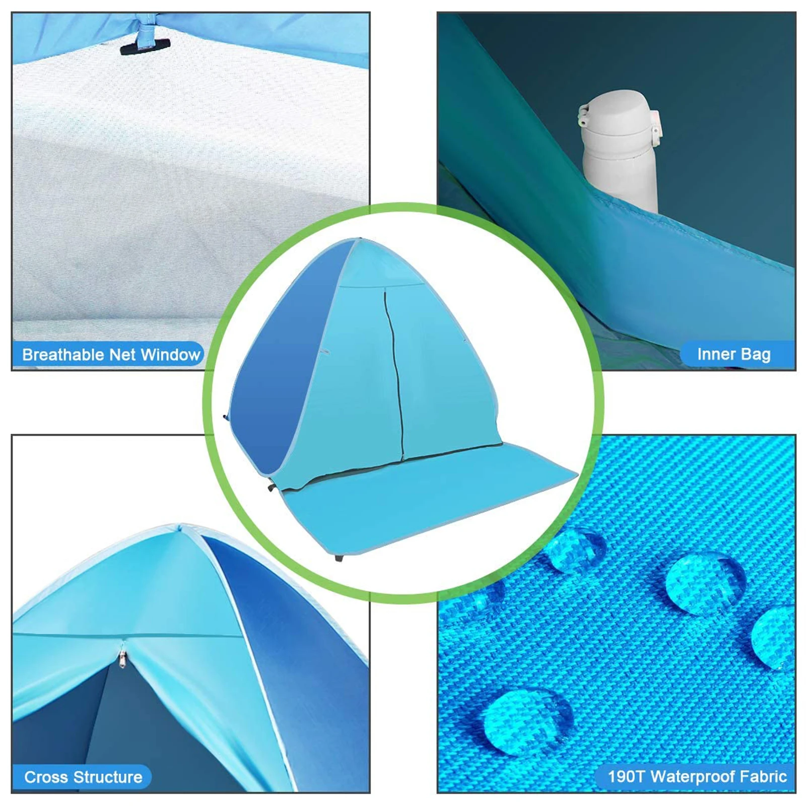 2-3 Person beach cabana tent sun shelter sun shade portable pop-up beach tent outdoor cottage carpa para playa UPF 50+