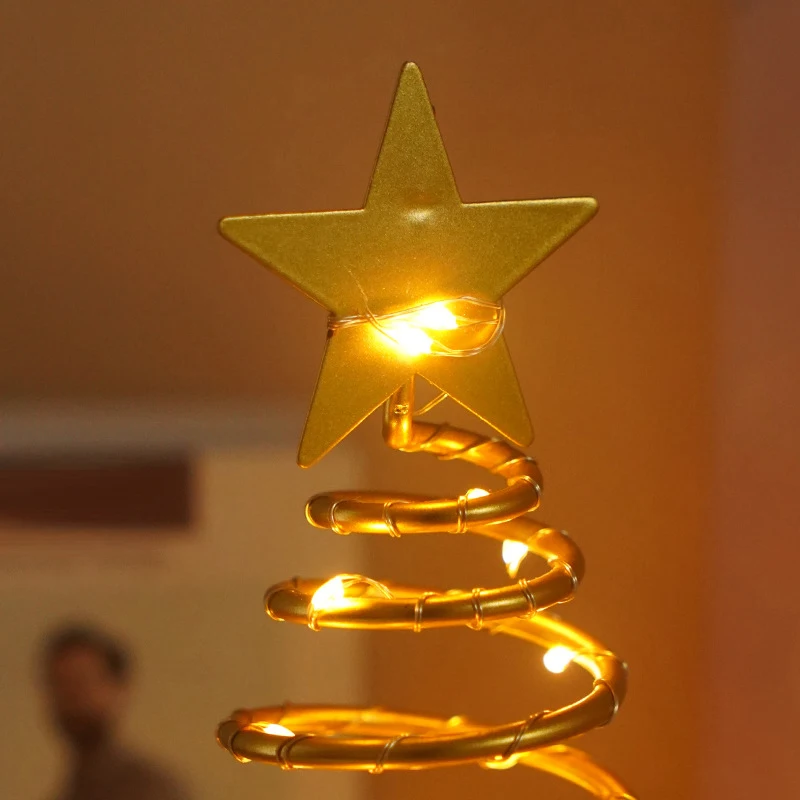 Christmas Lights Tree Fairy Lamp Artificial Tree Metal Spiral with Lighting Holiday for Bedroom, Living room Home Decoration 3