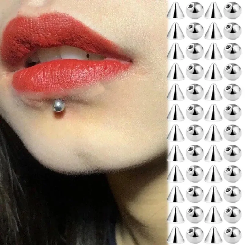 100pcs Externally Threaded Piercing Balls Stainless Steel Replacement Balls Piercing Parts Lip Helix Body Jewelry Accessories