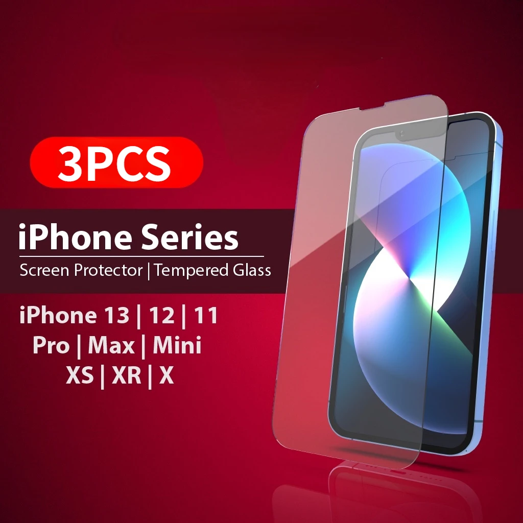 

Закаленное стекло для iPhone 11/12/13/14/15 Pro 8/7/6/6s Plus, Защитная пленка для экрана XS Max, 12 Mini, X, XR, SE 2020, 3 шт.