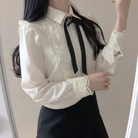 Hot Sales Women Cute Sweet Girls Preppy Style Tops Blouses Formal FLHJLWOC Office Lady Basic White Button Shirts - Image 3