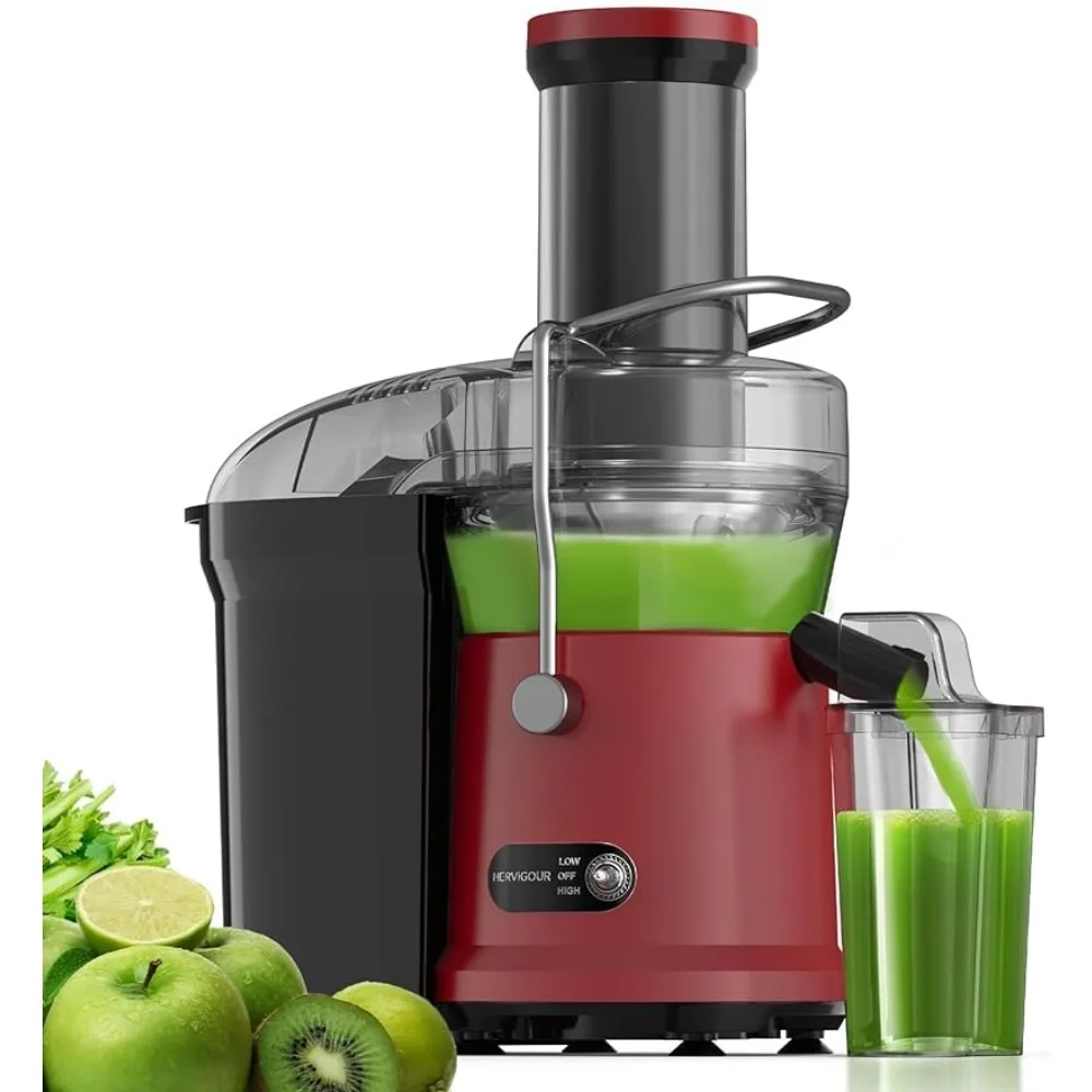 

800W Juice Extractor, 3.2" Wide Mouth Hervigour Whole Fruit & Vegetable Juicer, 2 Speeds, Easy-to-Clean and BPA-Free (Red)