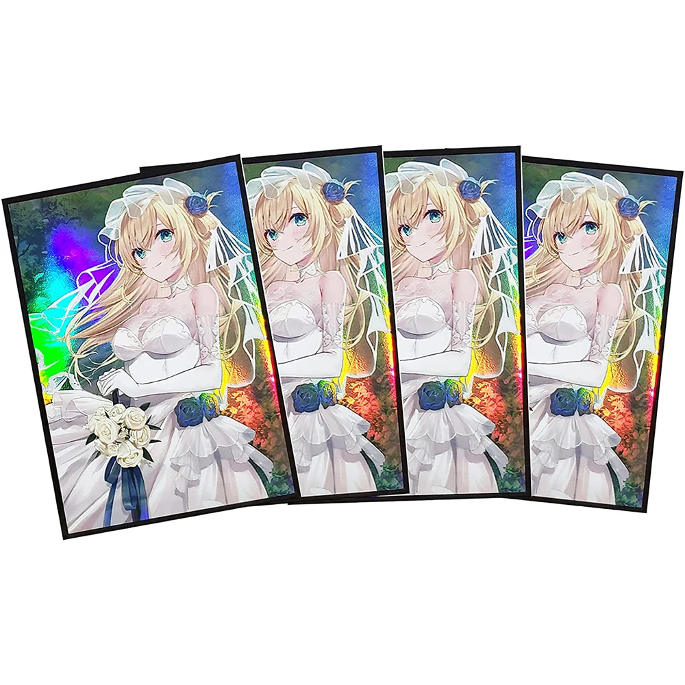 

100PCS 63x90mm Trading Cards Protector Holographic Animation YuGiOh Card Sleeves Shield Laser Cute Card Deck Cover Japanese Size