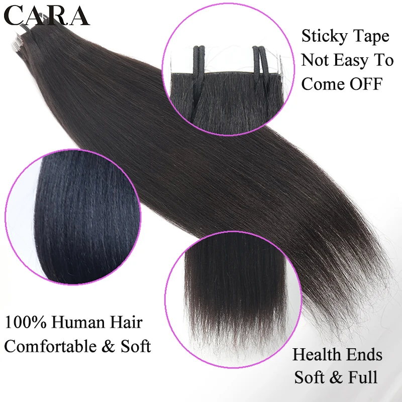 Lehký yaki páska v vlasy prodlužování člověk vlasy yaki přímo páska v prodlužování brazilec panenské vlasy přírodní černá svazky CARA