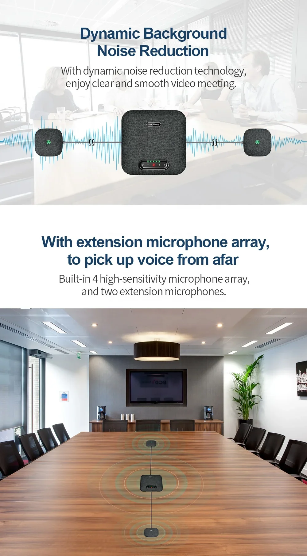 USB wired extension cascade wireless speakerphone conference microphone audio conference system
