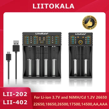 Liitokala Lii-202 Lii-402 배터리 충전기, 18650 26650, 16340, 25500, 14500, 1.2V, 3.7V, 3.2V, 3.85V, AA, AAA, NiMH, LiFePO4 배터리용