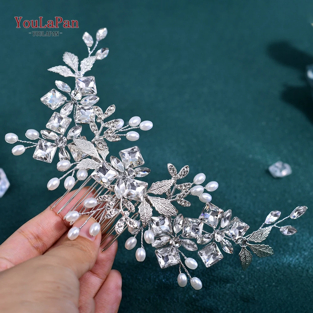 YouLaPan Glänzenden Strass Haar Kamm Hochzeit Braut Kopfschmuck Frau Mode Kopfschmuck Headwear Bankett Party Haar Ornamente HP913 – Detail 5
