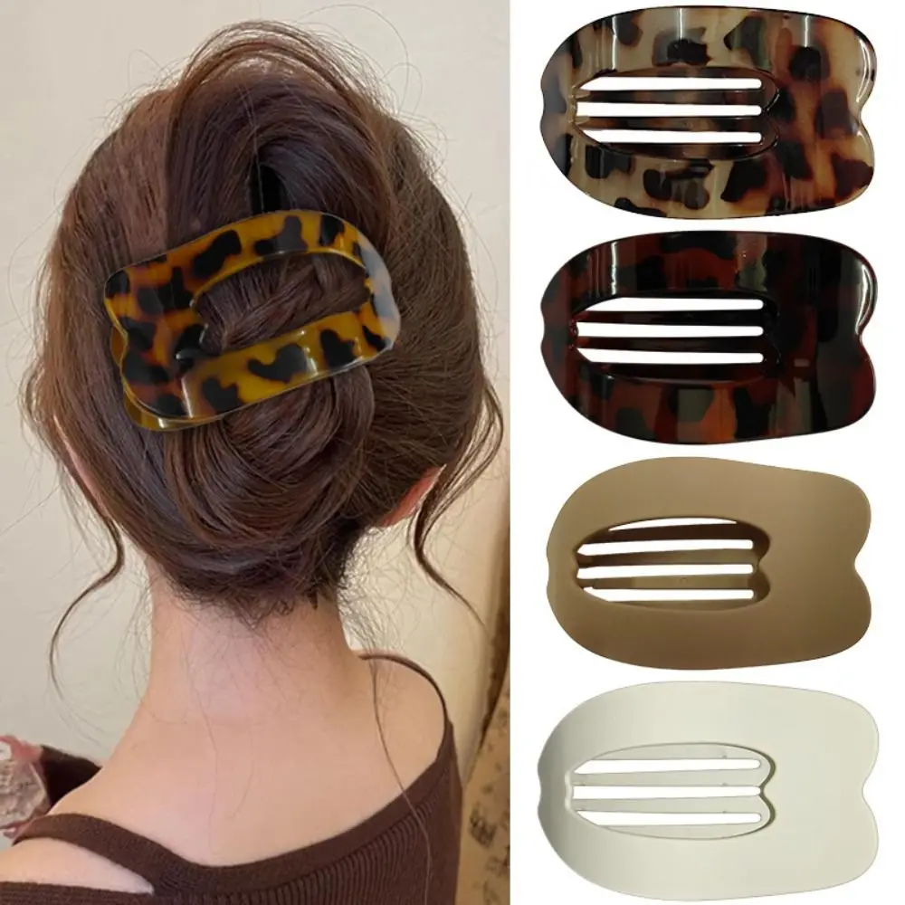 Korean Style Oval Hair Clips Leopard Acrylic Hair Claws Matte Barrettes Hair Accessories