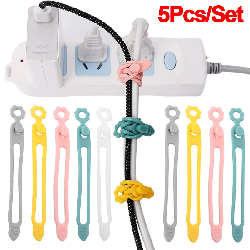 

5pcs Cable Clips Self Adhesive Adjustable Mount Wire Clamps Line Organizer Holder Tie Fixed Fasten Home Office Cable Clips