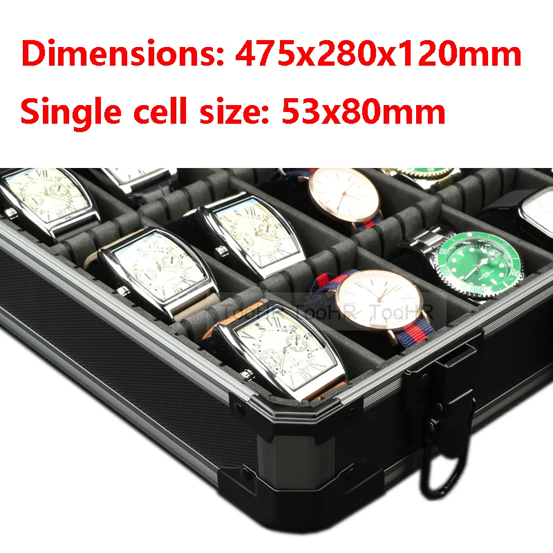 24 Slots Portable Aluminum Watch Storage Box Case Display Watch Bracket  Clock Watch Clock Box Storage Box Suitcase Tool Case