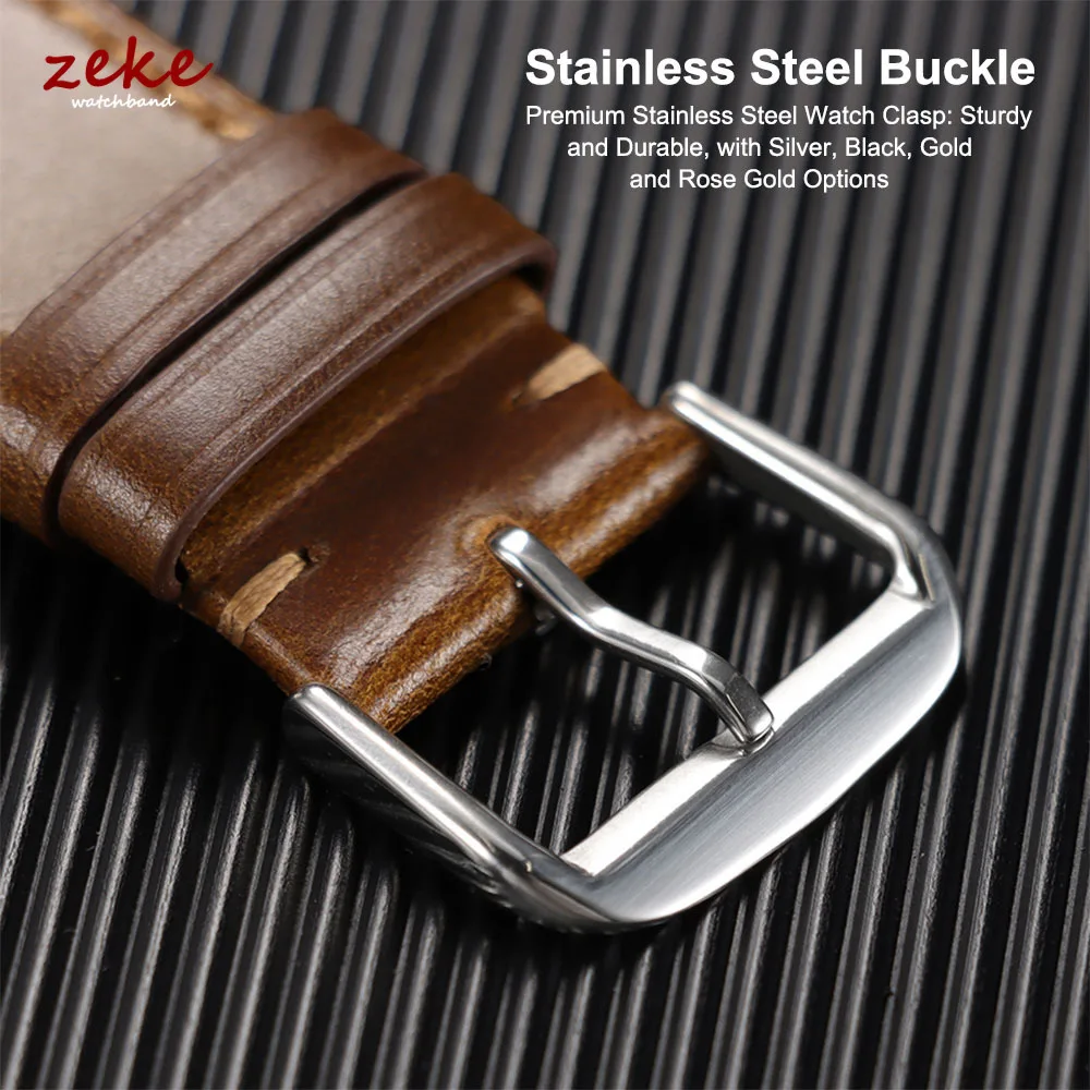 Vintage Genuine Calfskin Leather Watchband - Oil Wax Discoloration, Soft Business Strap