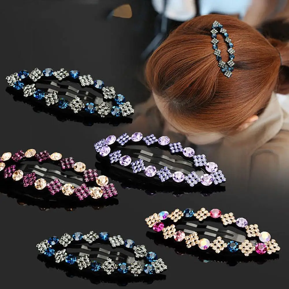 

Hairpin Bling Crystal Hairpins Korean Version Hollowed Out Square Rhinestone With Side Hair Clip Hair Clip Accessories