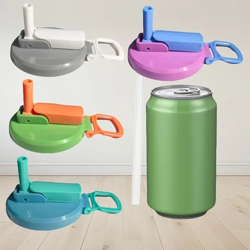 Reusable Straw Cap for Canned Drinks - Versatile Beverage Accessory in Four Vibrant Colors