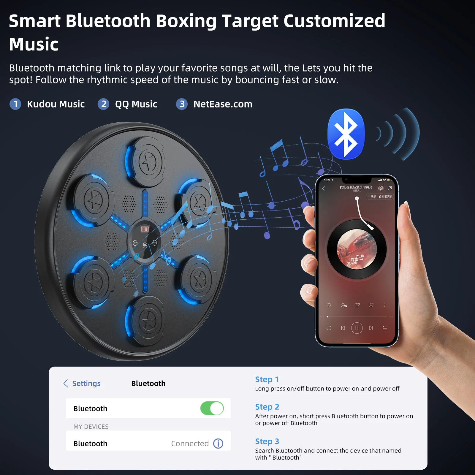 New Smart Music Boxing Machine Adult/Children Sports Fitness Boxing Trainer Home Exercise Response Training Wall Target