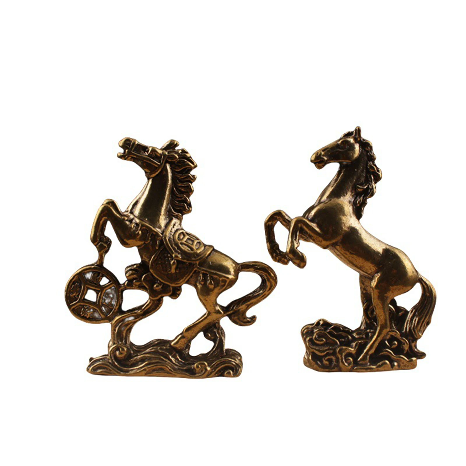 1/2 stücke Messing Pferd Figuren Chinesische Neue Jahr Sternzeichen Pferd Ornament Feng Shui Glück Statue Home Office Desktop Dekoration handwerk – Detail 1