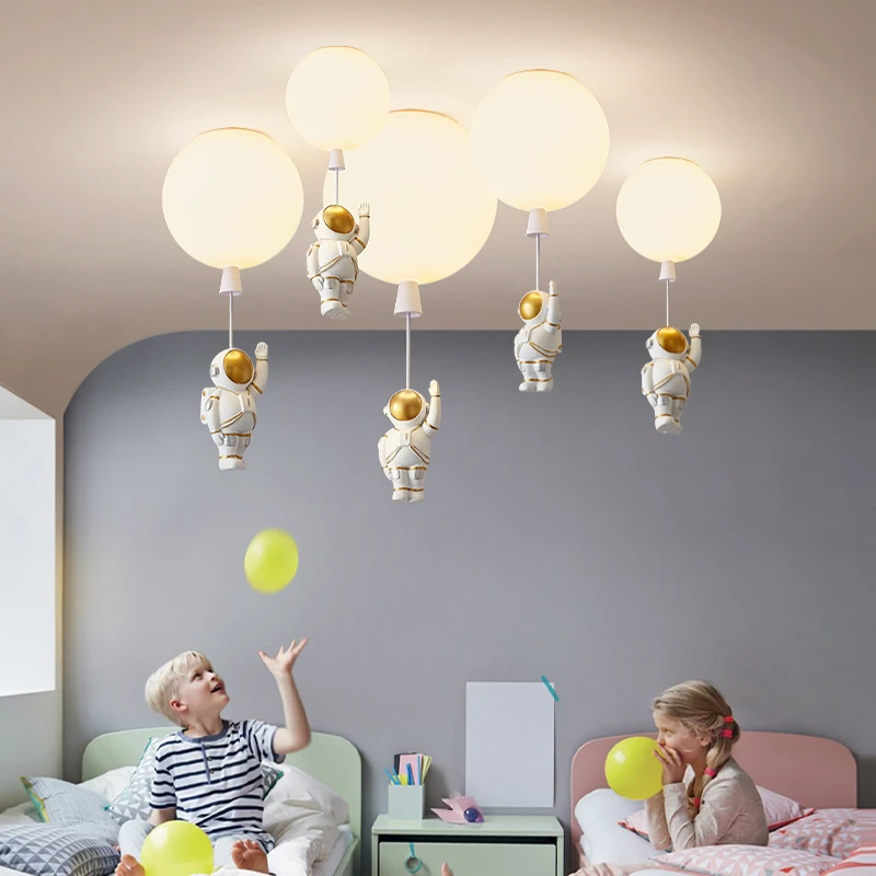 Lámpara de techo con globos para niños, iluminación LED para dormitorio, oso polar, astronauta, decoración para habitación de niñas|Luces para el techo| -