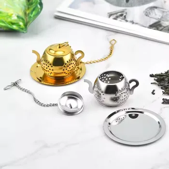 New Teapot Shaped Stainless Steel Loose Leaf Tea Infuser Reusable Tea Strainer for Herbal Spice Teaware Ceremony Accessories 2