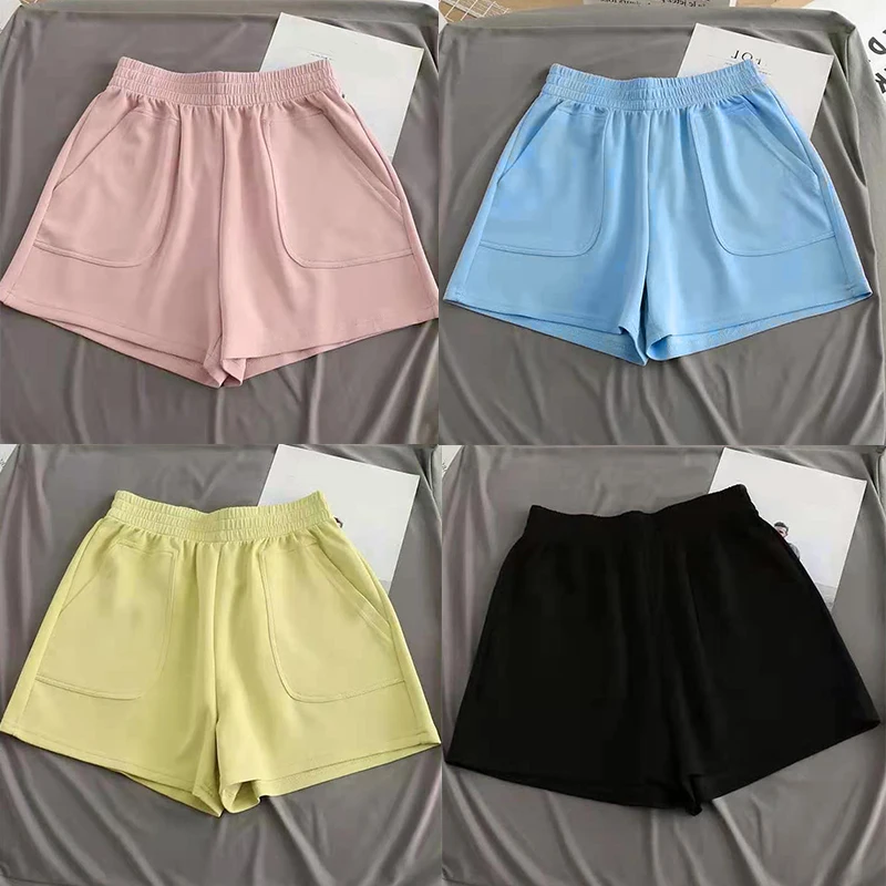 

2022 Fashion Women Sports High Waist Pants Hot Pants Wide Leg Shorts Loose Casual Summer Solid Color Oversize Female Short Pants