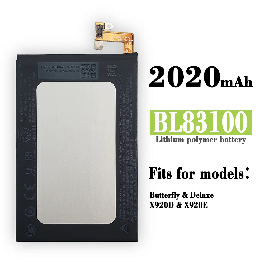 

New 2020mAh BL83100 Original Phone Battery For HTC Butterfly X920e X920d Droid DNA Deluxe DLX One X5 THL21 High Quality Battery