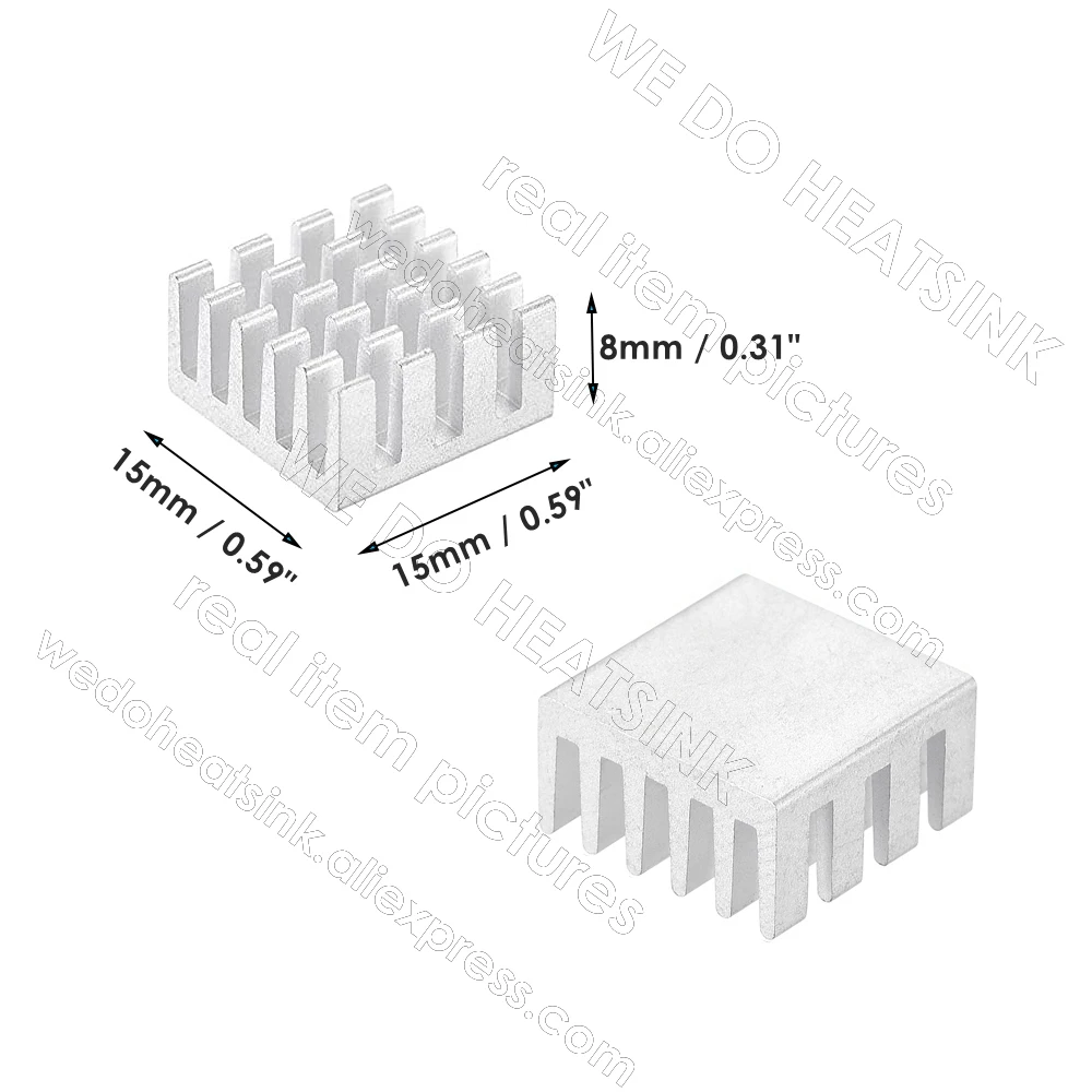 WE DO HEATSINK CPU 칩셋, 실버 슬롯 알루미늄 방열판 쿨러 라디에이터, 열 패드 없음 또는 포함, 15x15x8mm