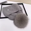 Real fox Fur Pom Poms Hat Women Outdoor Warm Skullies Beanie Winter  Hat for Women Rabbit Fur Knitted Hat Thick Cap Christmas 4