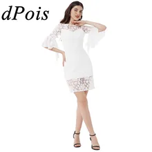 

Elegant Women's Dress White Half Sleeve Hollow Floral Lace Dresses for Evening Wedding Party Dress Prom Gown Vestido De Fiesta