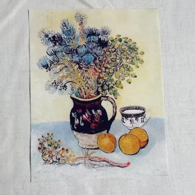 Peinture à l'huile Patchwork tissu teint à la main Van Gogh positionnement toile décoration bricolage accessoires faits à la main tissu pièces de dessin animé 3